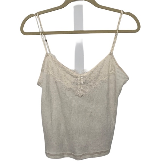 Abercrombie and Fitch Soft AF Ribbed Lace Trim Tank Top - Picture 1 of 7